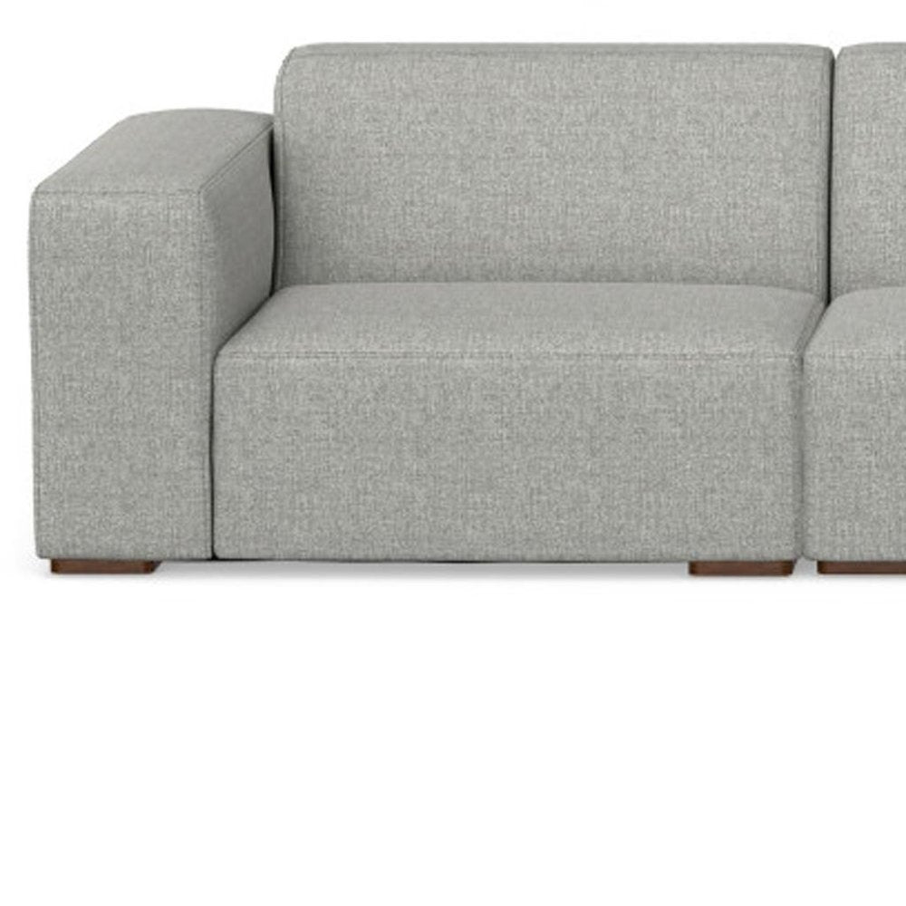 116" Gray Fabric Modular Sofa With Brown Legs