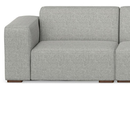 116" Gray Fabric Modular Sofa With Brown Legs