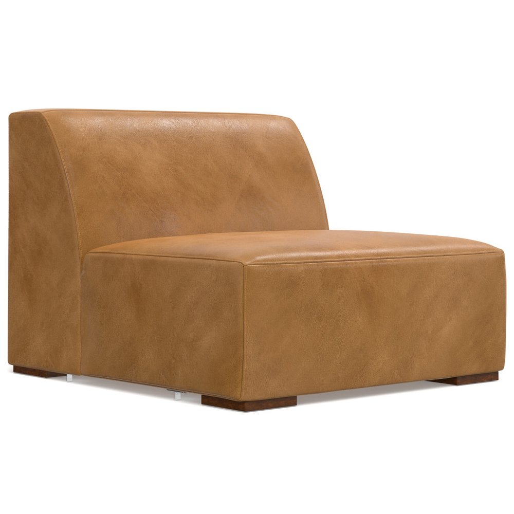 122" Sienna Leather Modular Sofa With Brown Legs