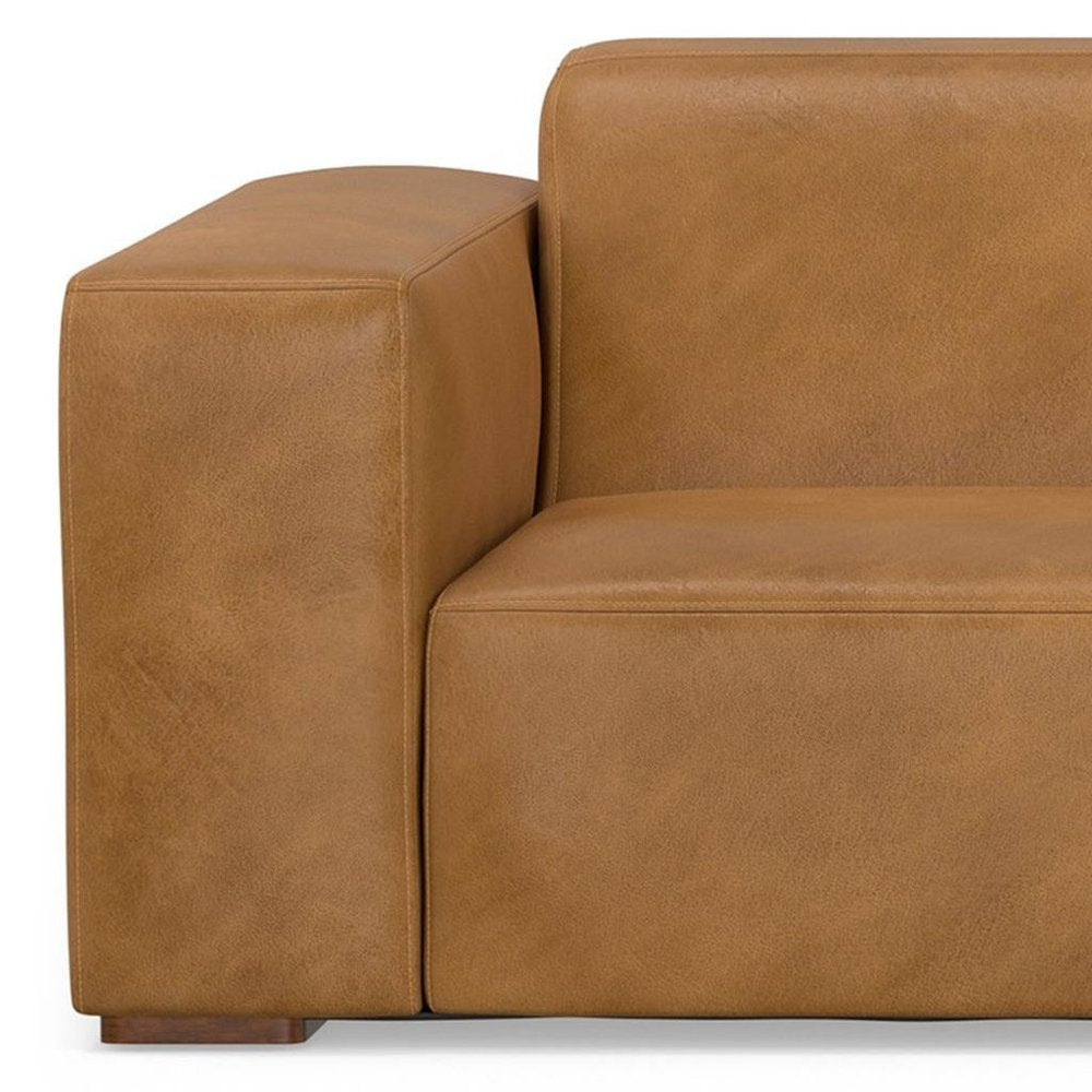 122" Sienna Leather Modular Sofa With Brown Legs