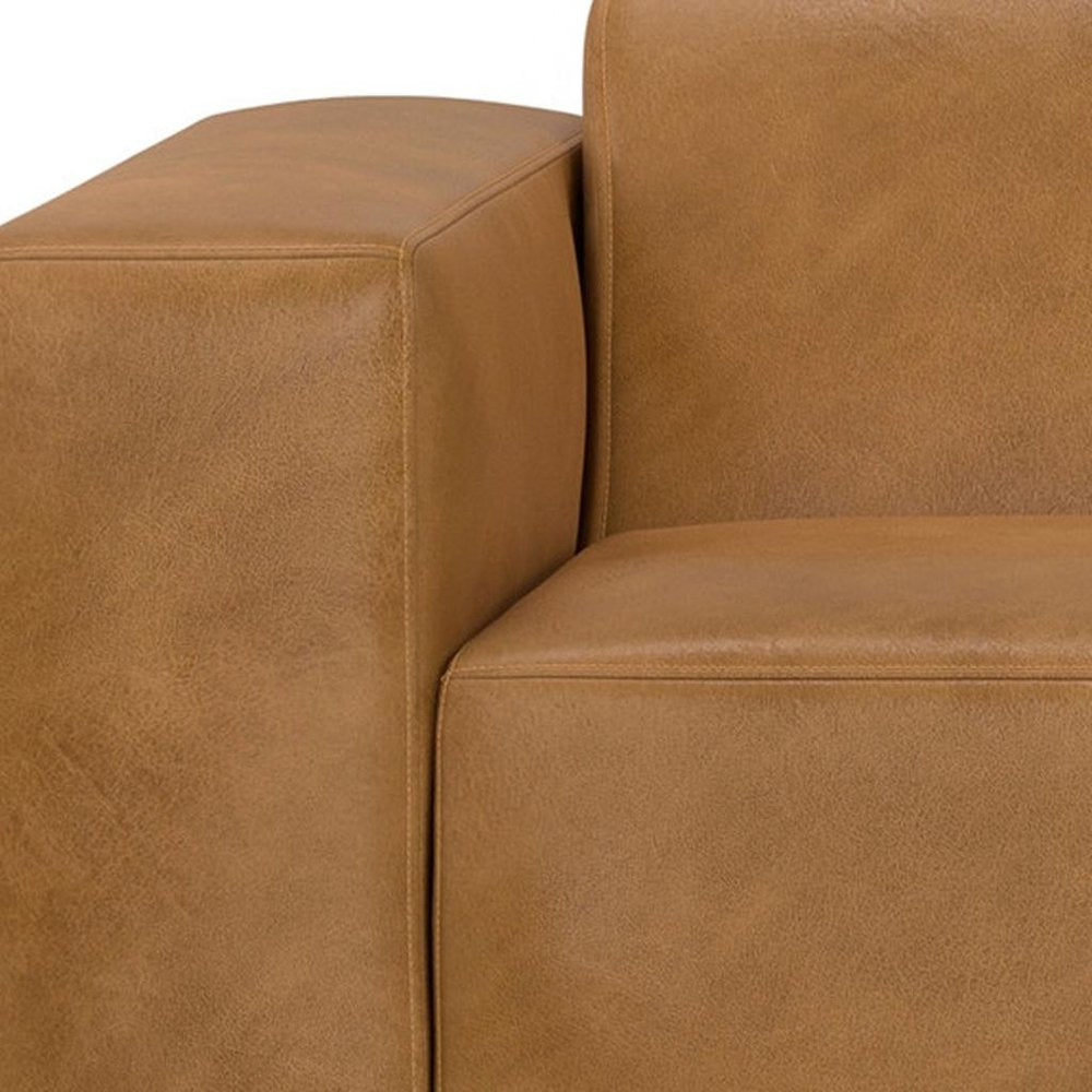 122" Sienna Leather Modular Sofa With Brown Legs