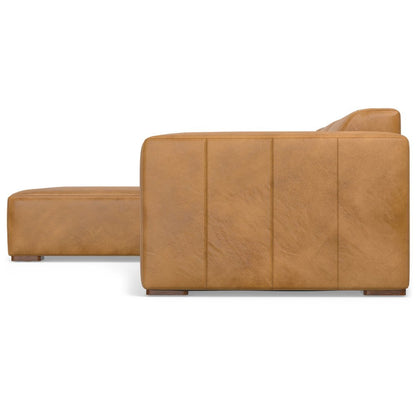 122" Sienna Leather Modular Sofa With Brown Legs