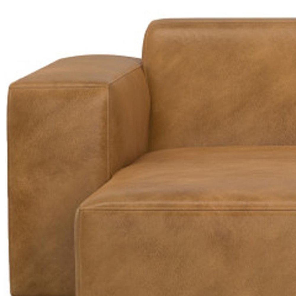 122" Sienna Leather Modular Sofa With Brown Legs