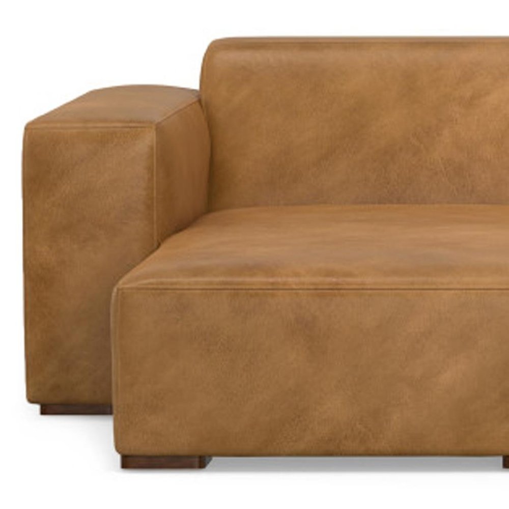 122" Sienna Leather Modular Sofa With Brown Legs