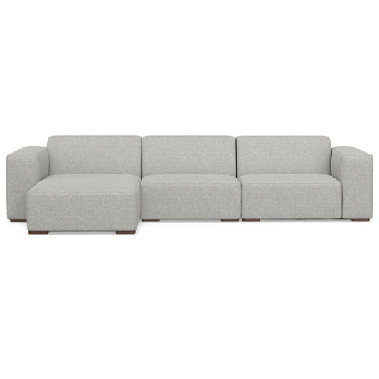 122" Gray Fabric Modular Sofa With Brown Legs