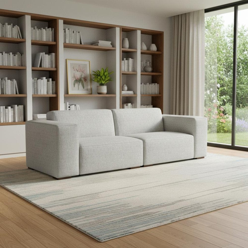 88" Gray Fabric Modular Sofa With Brown Legs