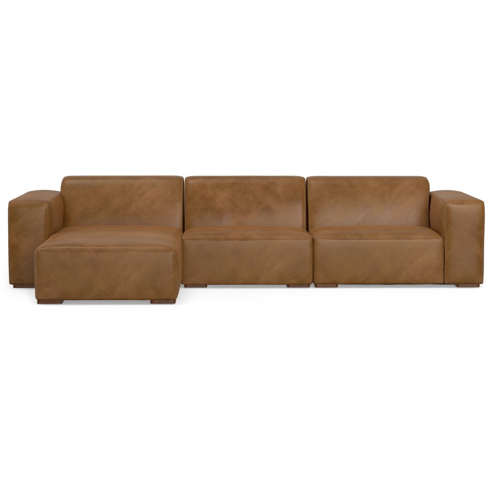 122" Brown Leather Modular Sofa