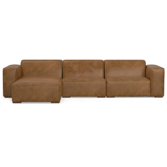122" Brown Leather Modular Sofa