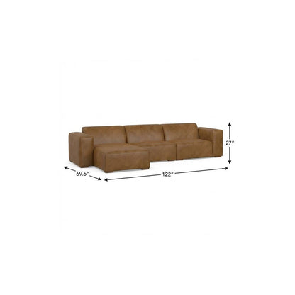 122" Brown Leather Modular Sofa