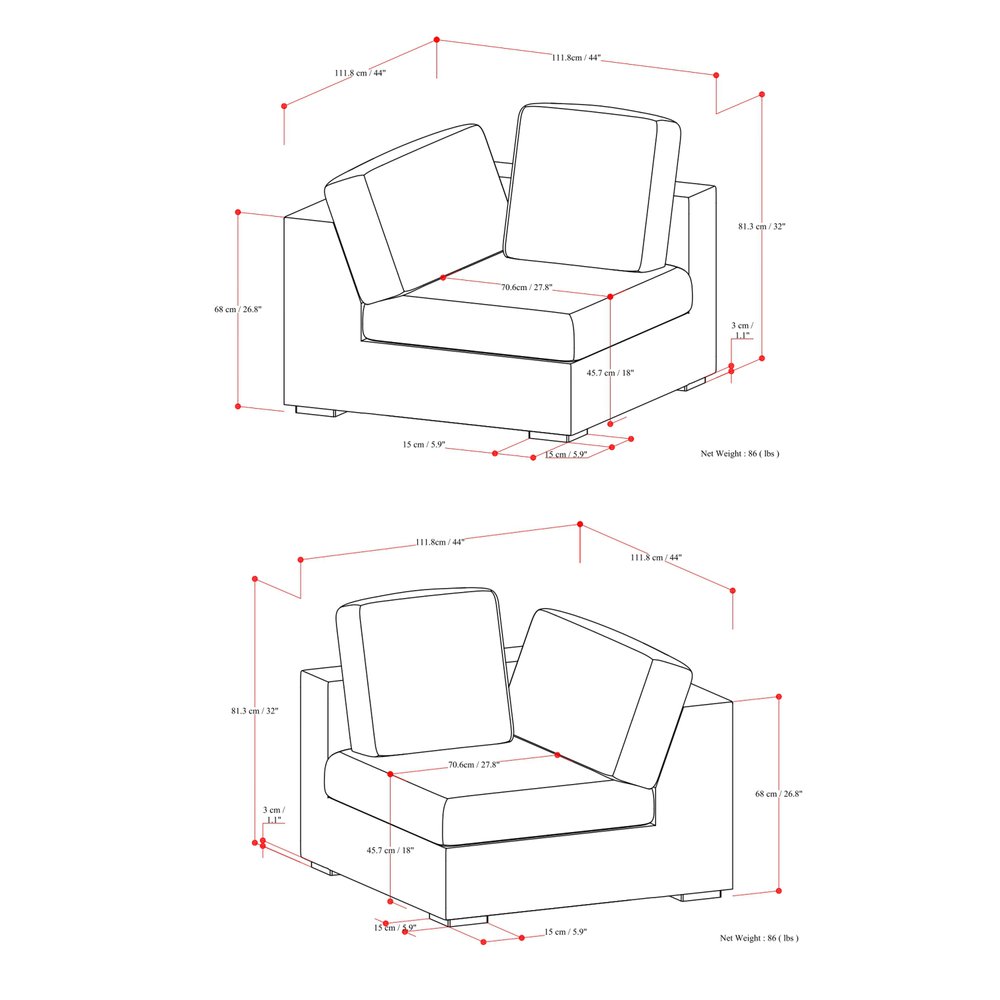 88" Gray Fabric Modular Sofa With Brown Legs