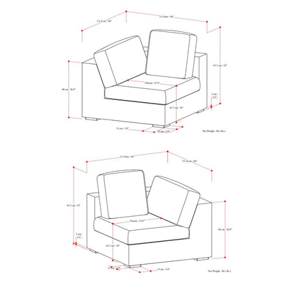 88" Gray Fabric Modular Sofa With Brown Legs