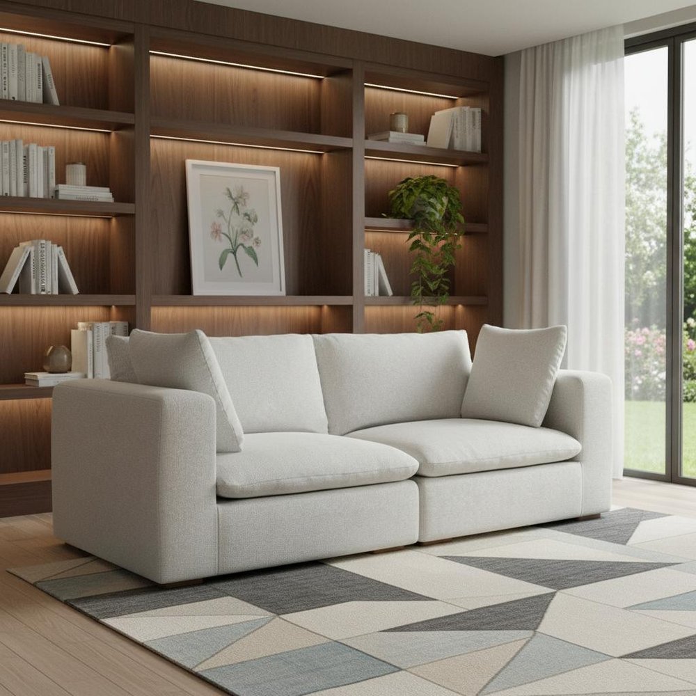 88" Gray Fabric Modular Sofa With Brown Legs