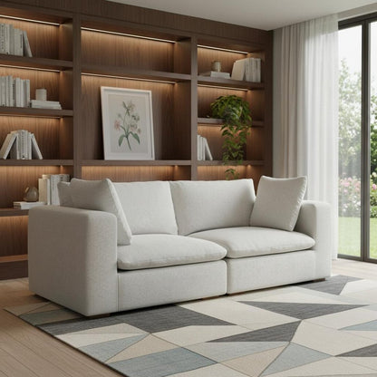 88" Gray Fabric Modular Sofa With Brown Legs