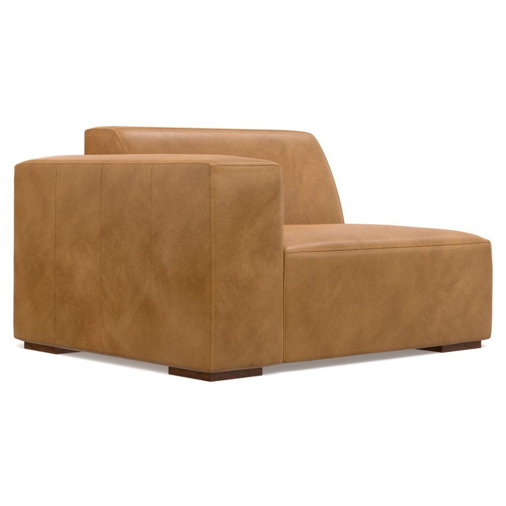 122" Sienna Leather Modular Sofa With Brown Legs