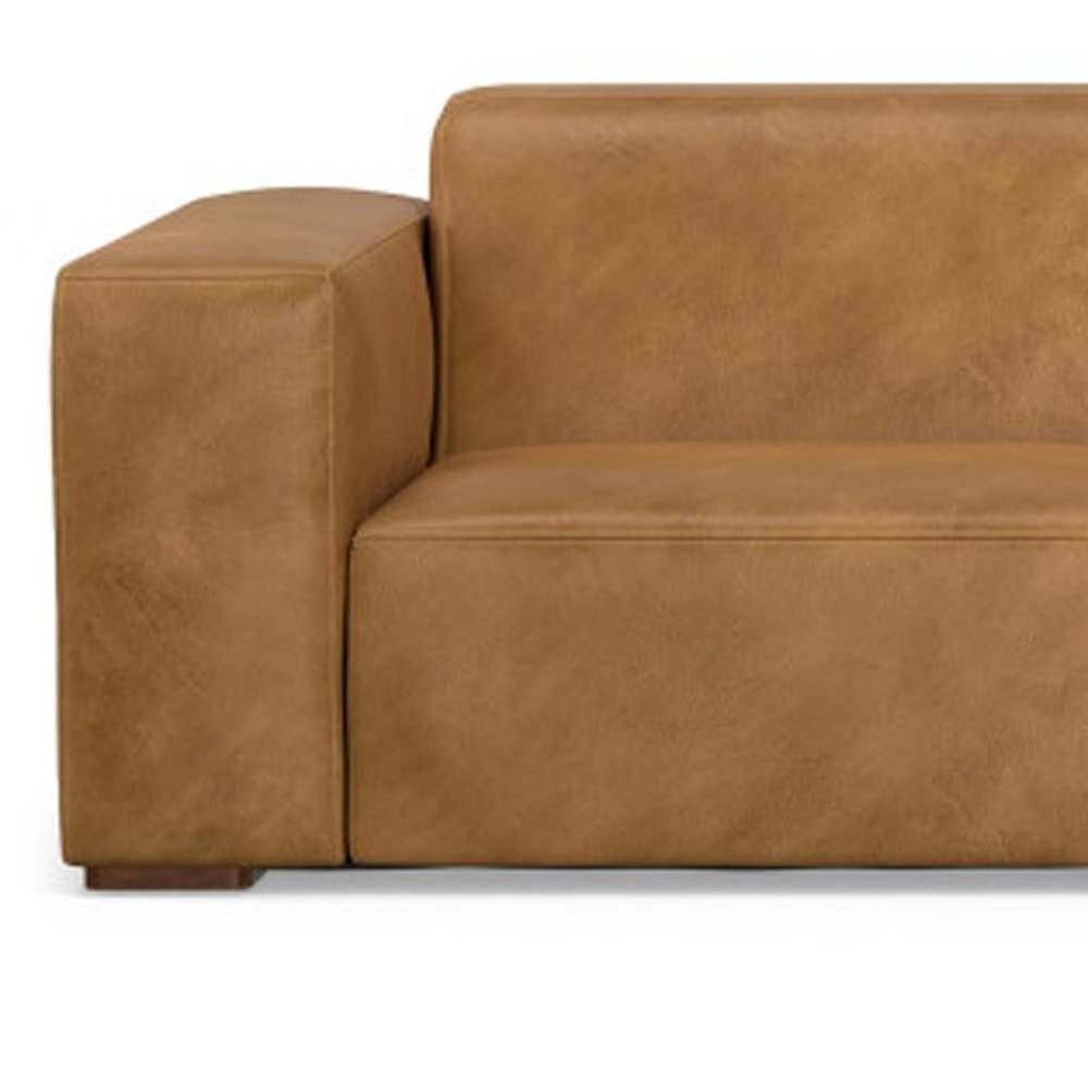 122" Sienna Leather Modular Sofa With Brown Legs