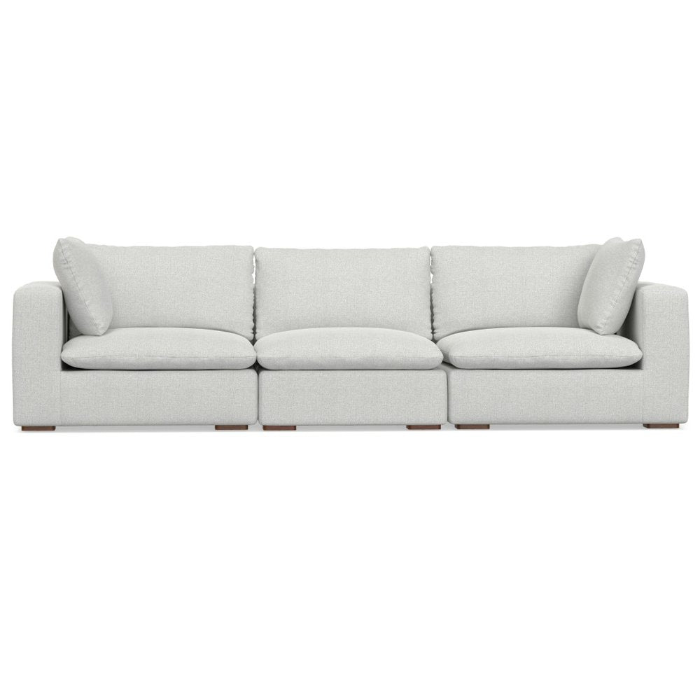 125" Gray Fabric Modular Sofa With Brown Legs
