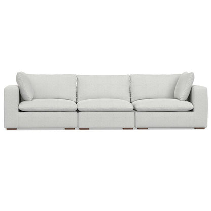 125" Gray Fabric Modular Sofa With Brown Legs