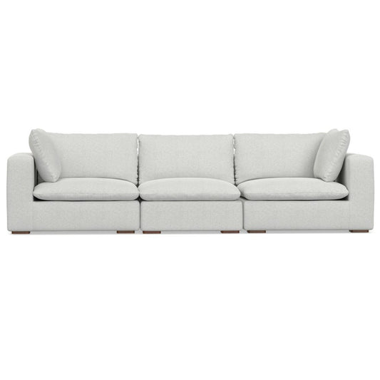 125" Gray Fabric Modular Sofa With Brown Legs