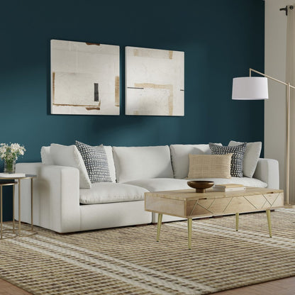 125" Gray Fabric Modular Sofa With Brown Legs