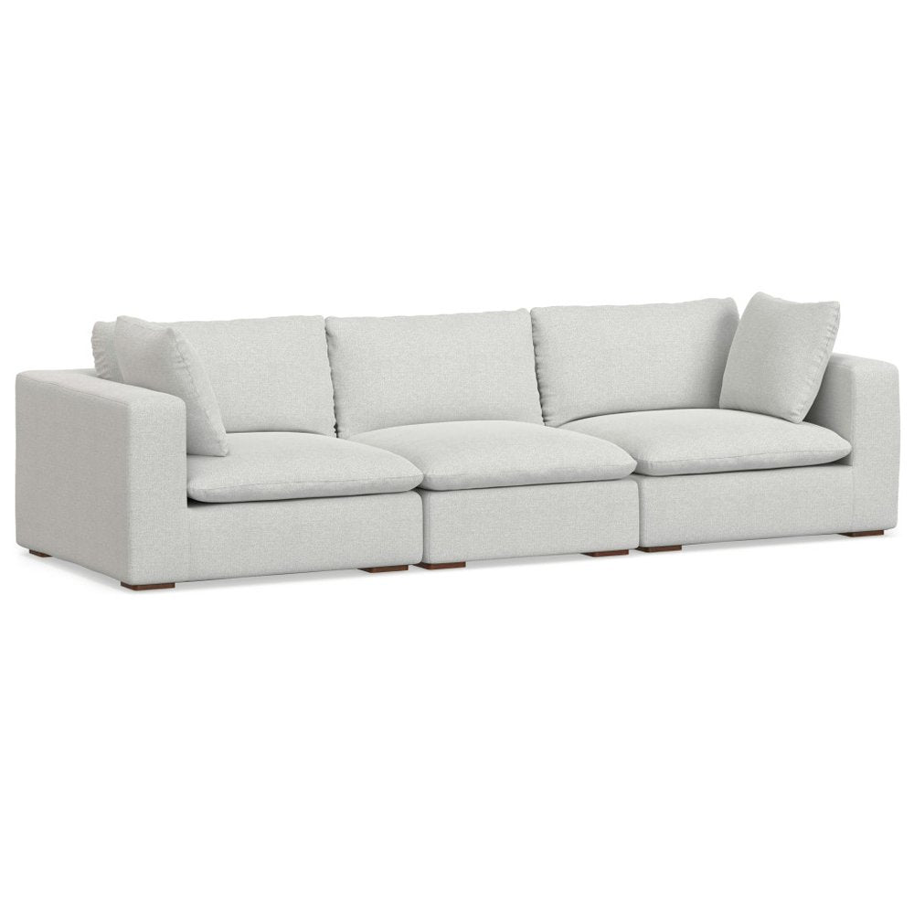 125" Gray Fabric Modular Sofa With Brown Legs