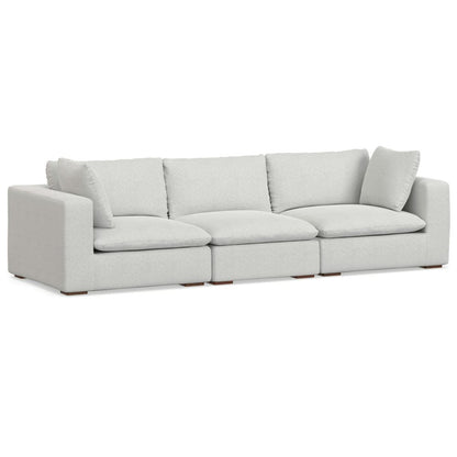 125" Gray Fabric Modular Sofa With Brown Legs