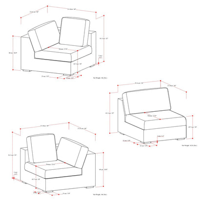 125" Gray Fabric Modular Sofa With Brown Legs