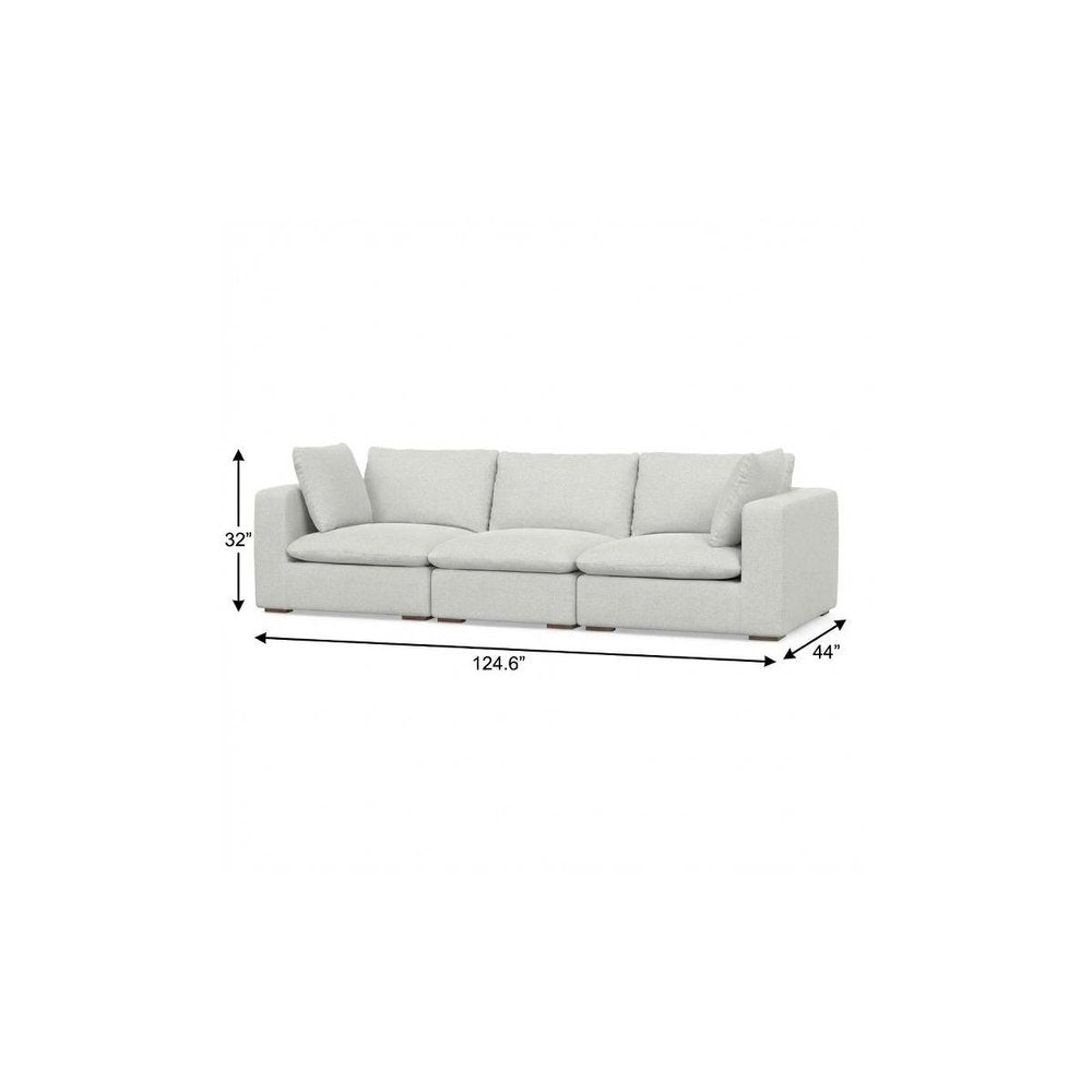 125" Gray Fabric Modular Sofa With Brown Legs