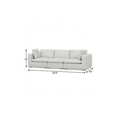 125" Gray Fabric Modular Sofa With Brown Legs