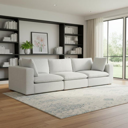 125" Gray Fabric Modular Sofa With Brown Legs