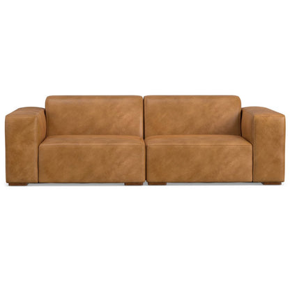88" Sienna Leather Modular Sofa With Brown Legs