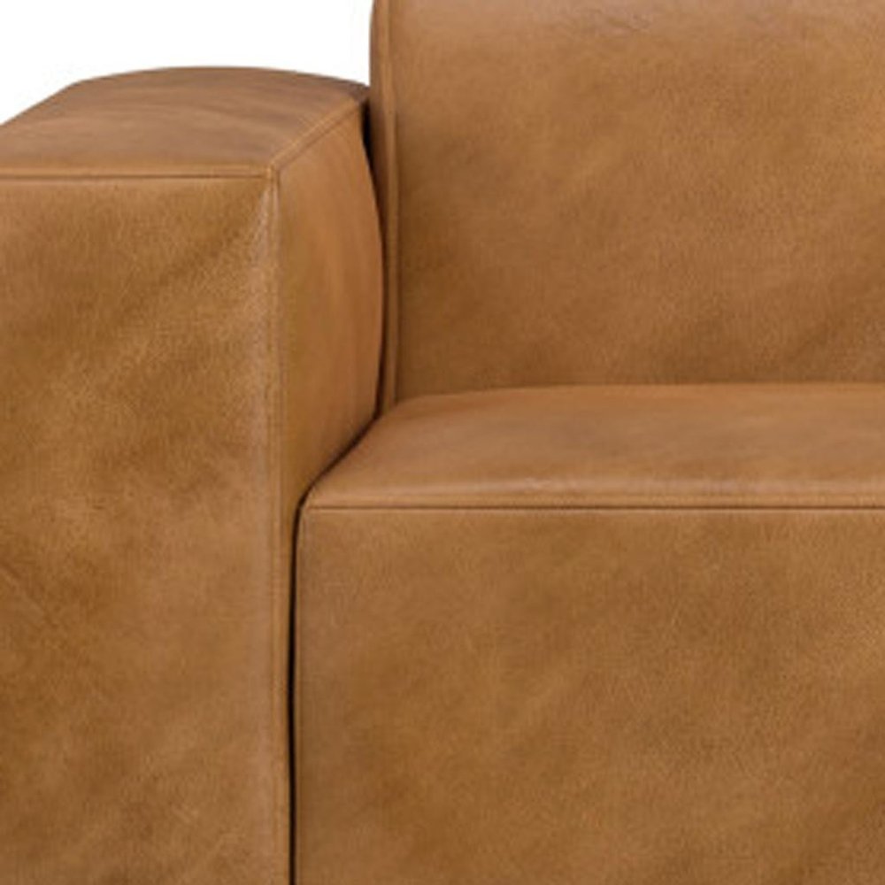 88" Sienna Leather Modular Sofa With Brown Legs