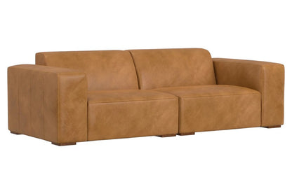 88" Sienna Leather Modular Sofa With Brown Legs