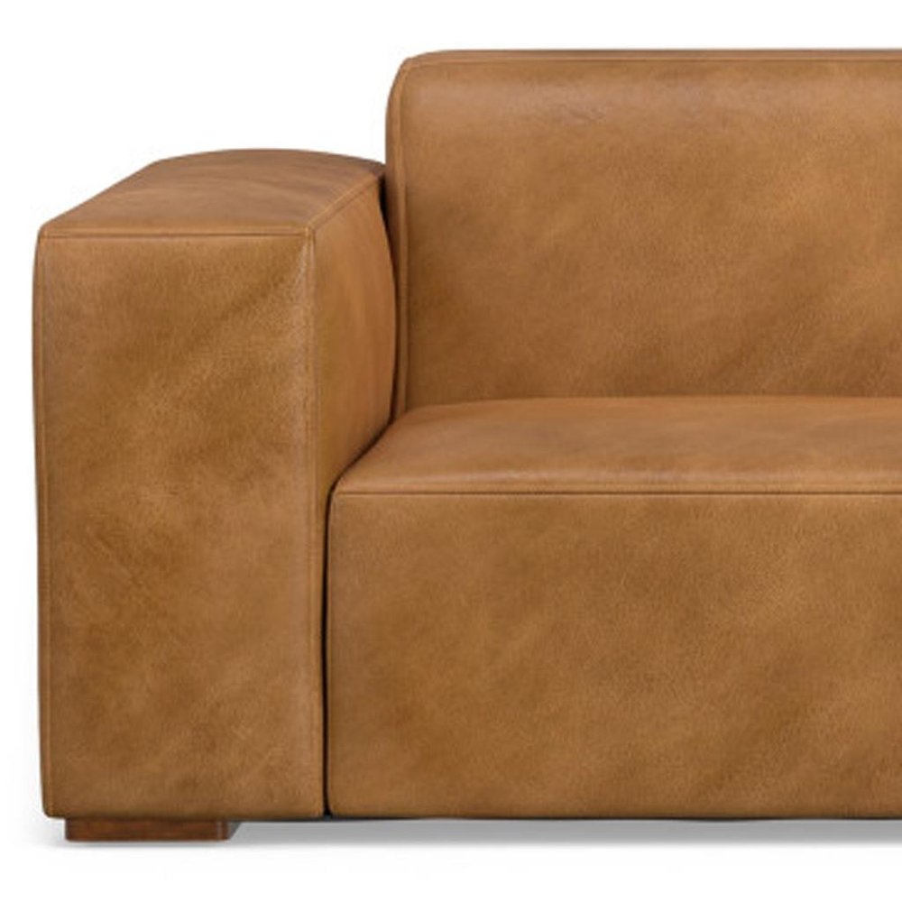 88" Sienna Leather Modular Sofa With Brown Legs