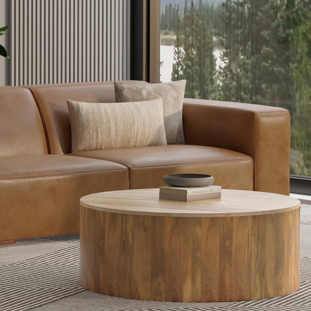44" Brown Leather Modular Sofa