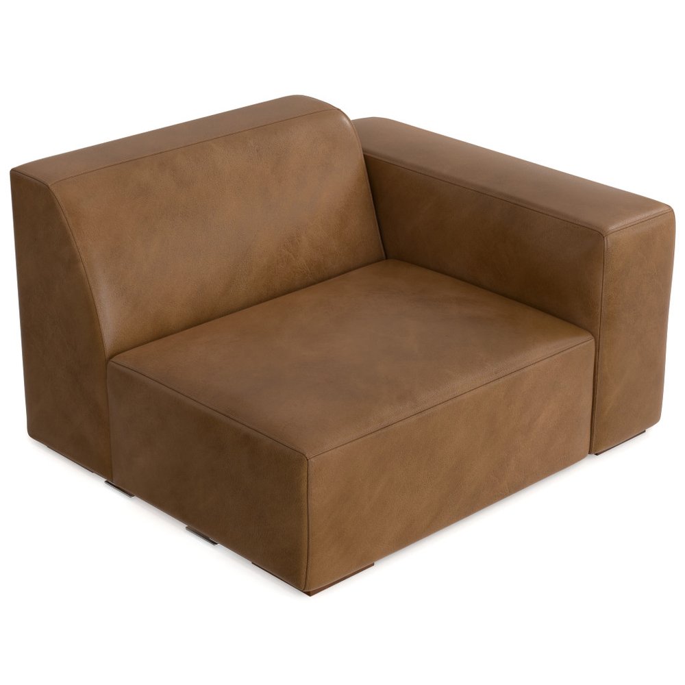 44" Brown Leather Modular Sofa