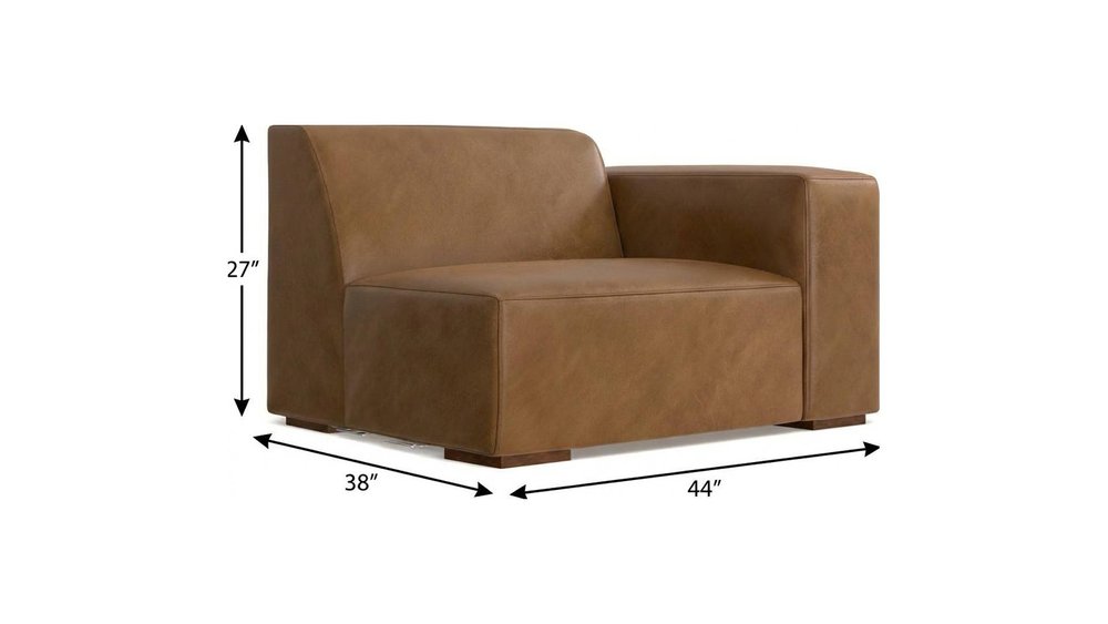 44" Brown Leather Modular Sofa
