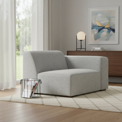 44" Gray Fabric Modular Sofa With Brown Legs