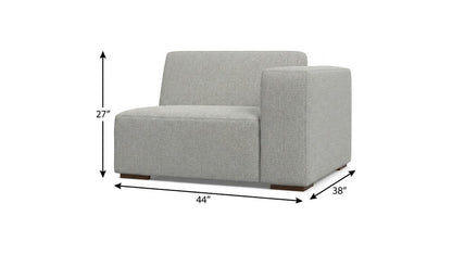 44" Gray Fabric Modular Sofa With Brown Legs