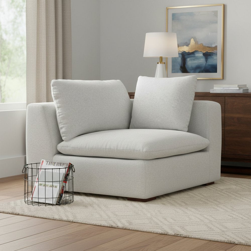 44" Gray Fabric Modular Sofa With Brown Legs
