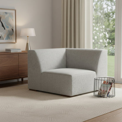38" Gray Fabric Modular Sofa With Brown Legs
