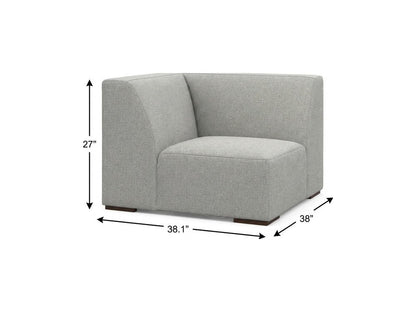 38" Gray Fabric Modular Sofa With Brown Legs