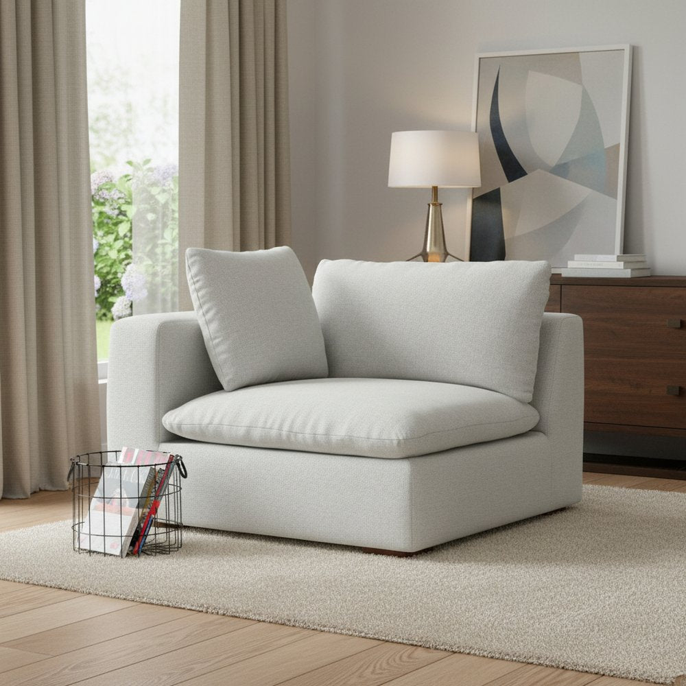 44" Gray Fabric Modular Sofa With Brown Legs