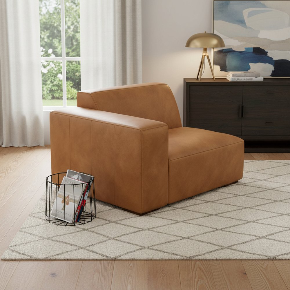 44" Sienna Leather Modular Sofa With Brown Legs