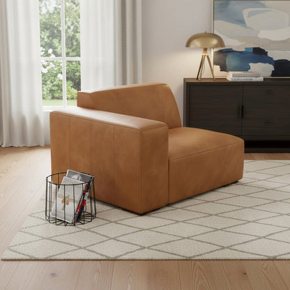 44" Sienna Leather Modular Sofa With Brown Legs
