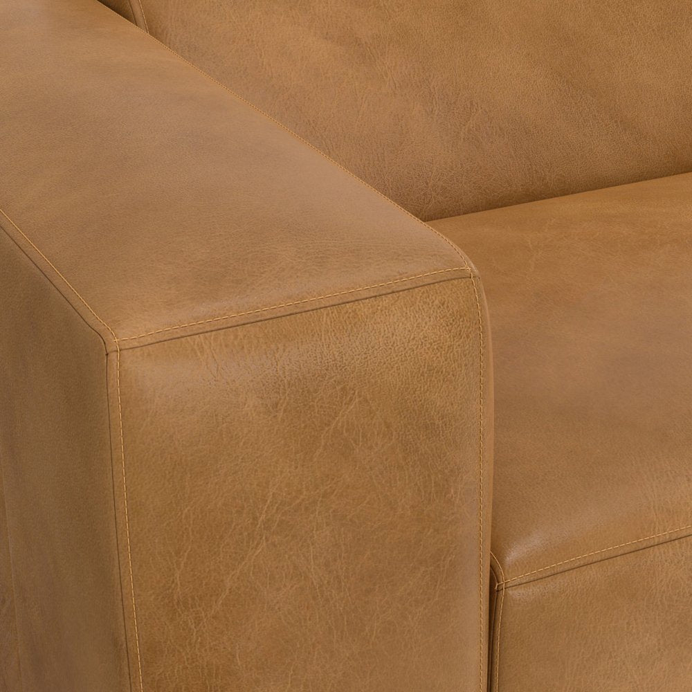 44" Sienna Leather Modular Sofa With Brown Legs