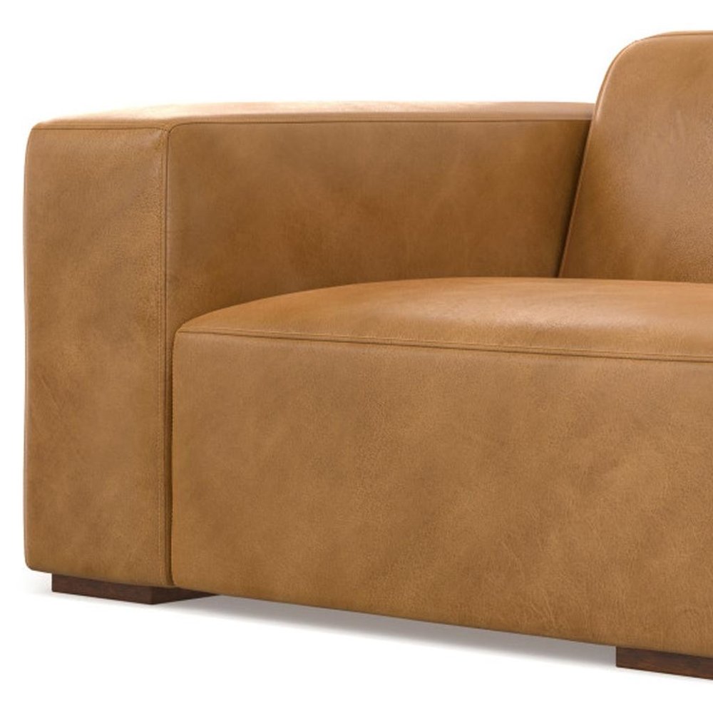 44" Sienna Leather Modular Sofa With Brown Legs