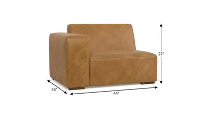 44" Sienna Leather Modular Sofa With Brown Legs