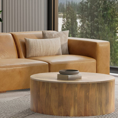 44" Sienna Leather Modular Sofa With Brown Legs