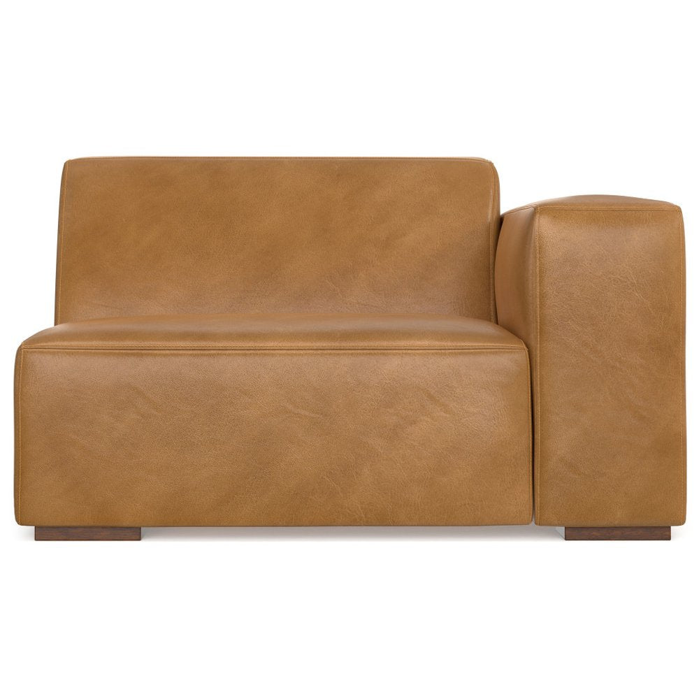 44" Sienna Leather Modular Sofa With Brown Legs