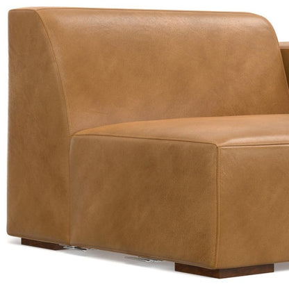 44" Sienna Leather Modular Sofa With Brown Legs